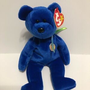 Rare Blue Clubby Beanie Baby. Collectible 
Ty Blue Teddy Bear Plush Toy